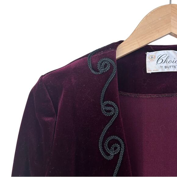Vintage Choice by Butte Maroon Velvet Blazer Sz S - Picture 2 of 6